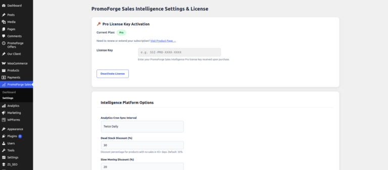Settings & License